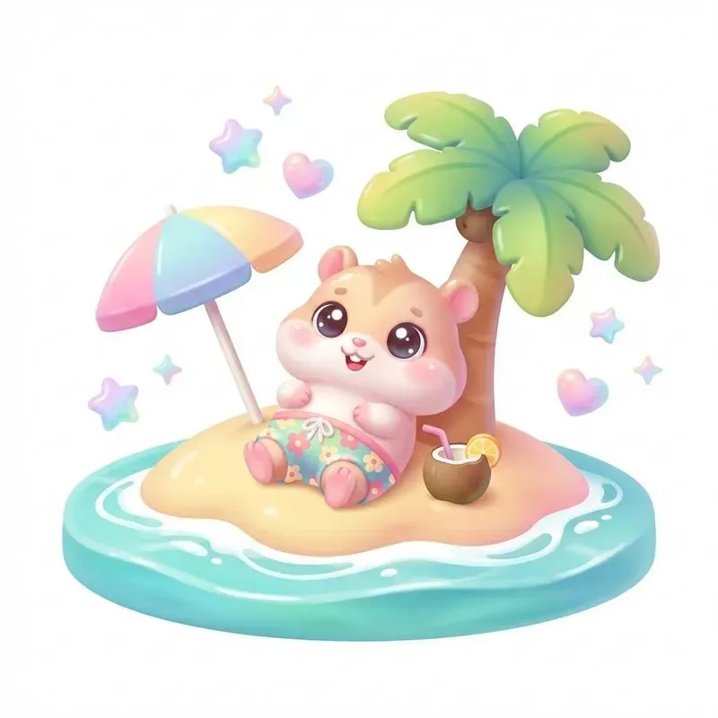 Cute Tropical Kawaii Animal Illustrations