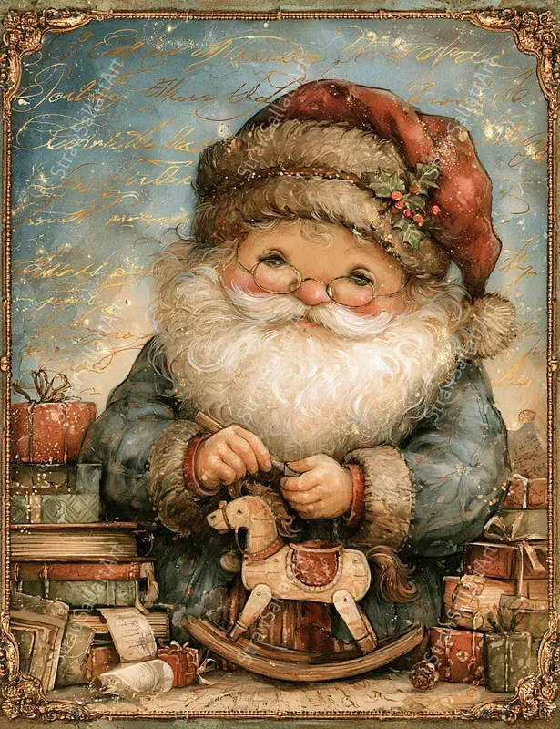 Vintage Christmas Character Ephemera Art