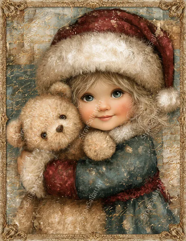 Vintage Christmas Character Ephemera Art