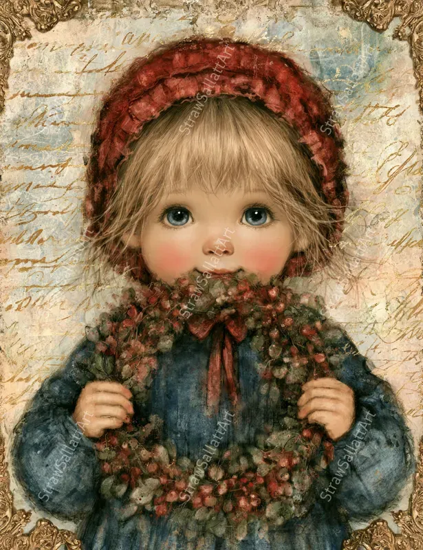 Vintage Christmas Character Ephemera Art