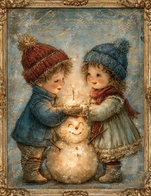 Vintage Christmas Character Ephemera Art
