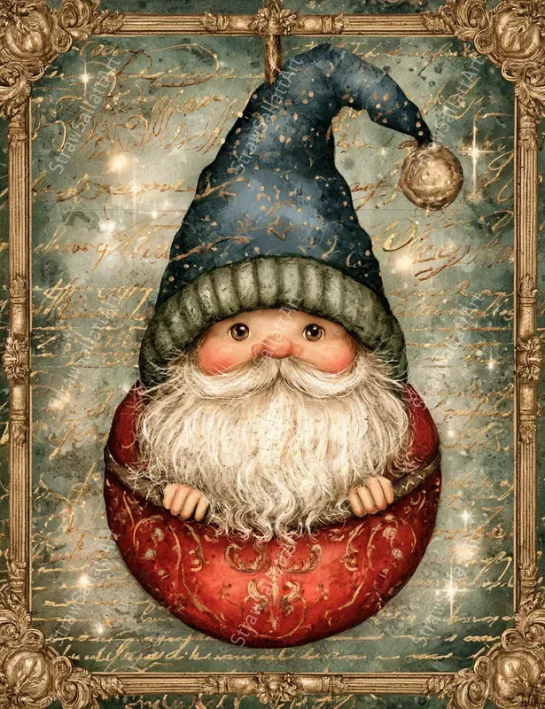 Vintage Christmas Character Ephemera Art