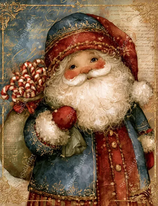 Vintage Christmas Character Ephemera Art