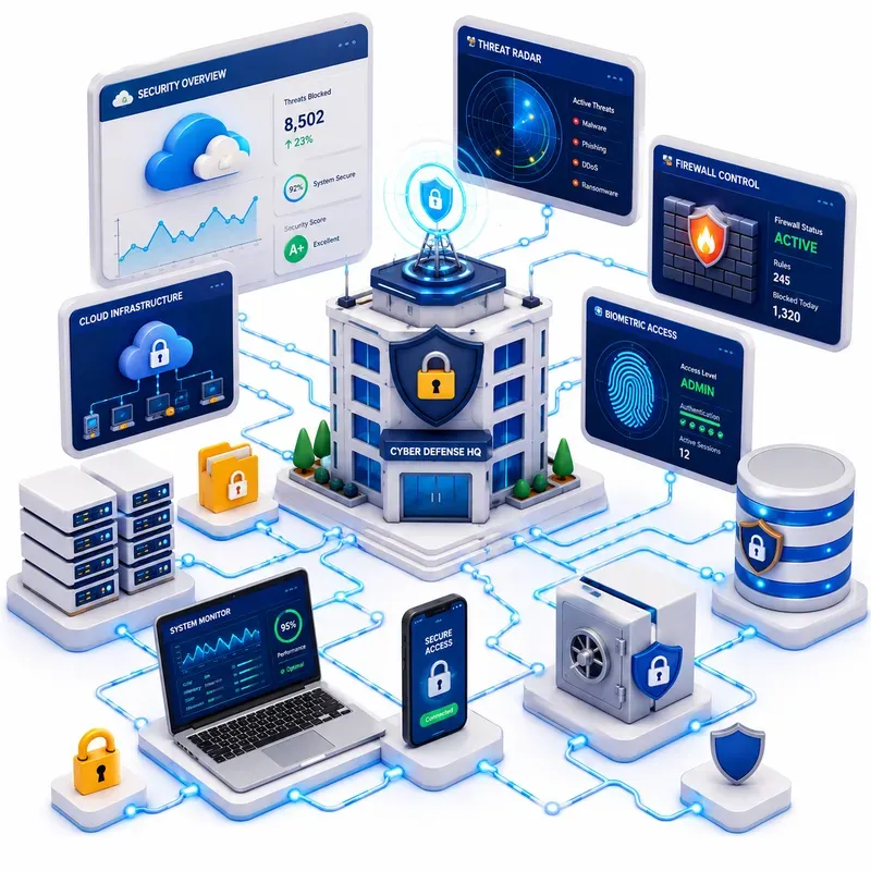 3D Isometric Tech Ecosystem Dioramas