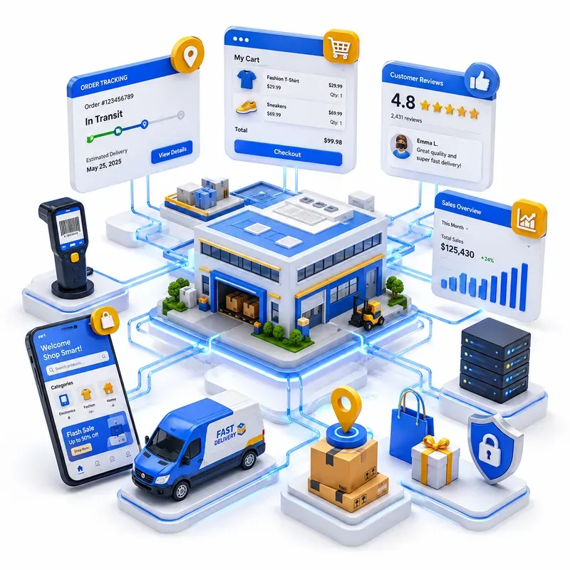 3D Isometric Tech Ecosystem Dioramas