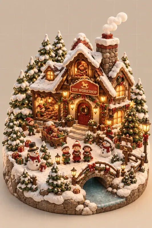 Claymorphic Christmas Village Dioramas