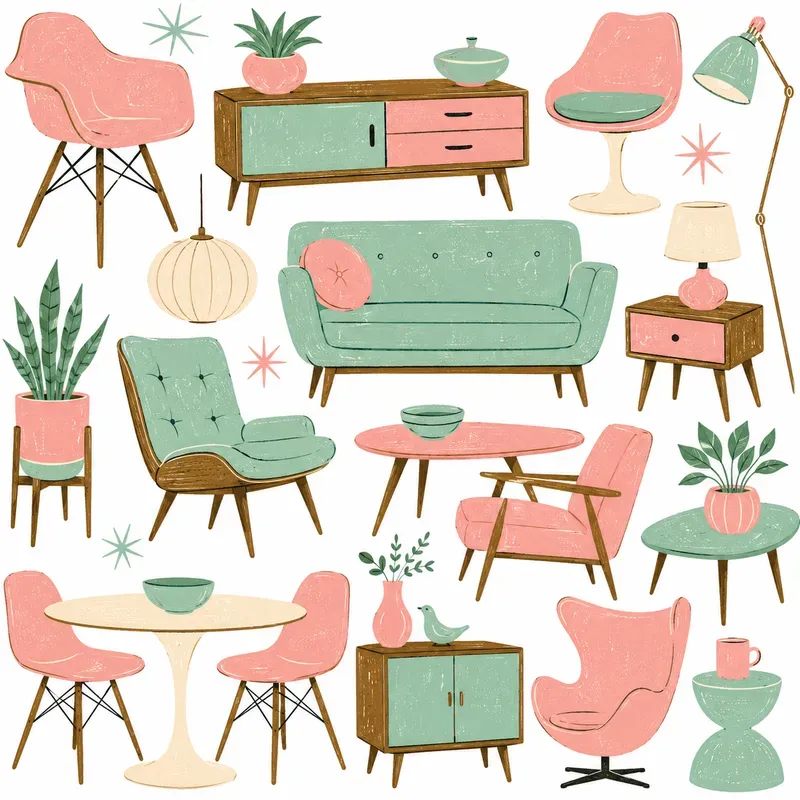 Retro Objects Handdrawn Doodle Art