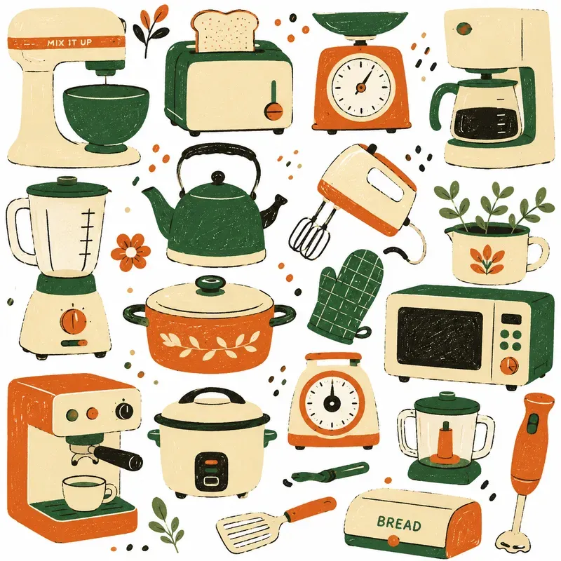 Retro Objects Handdrawn Doodle Art