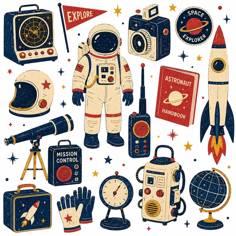 Retro Objects Handdrawn Doodle Art