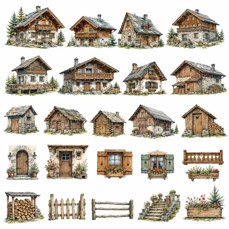 Whimsical Watercolor Clipart Sheets