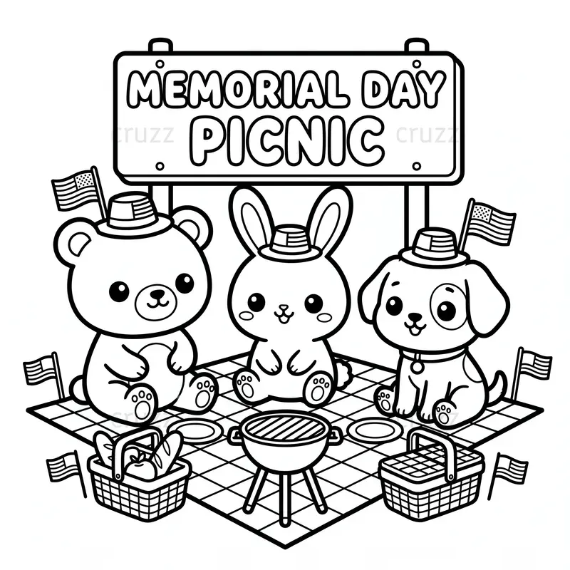 Kawaii Coloring Books For Memorial Day