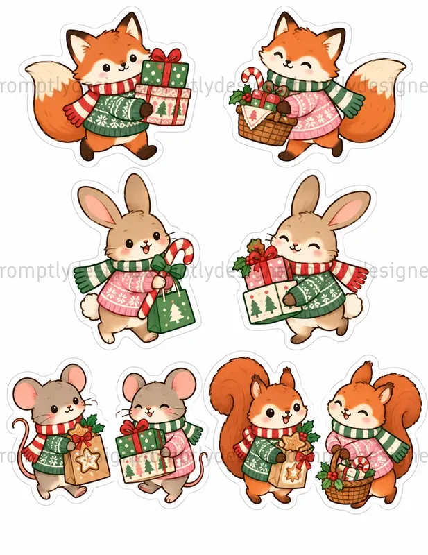 Cozy Christmas Animal Stickers