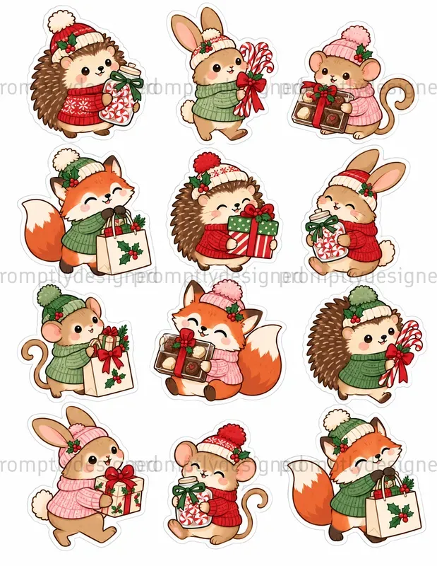 Cozy Christmas Animal Stickers