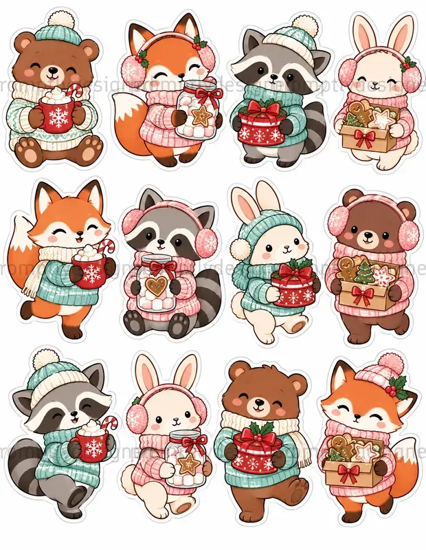 Cozy Christmas Animal Stickers