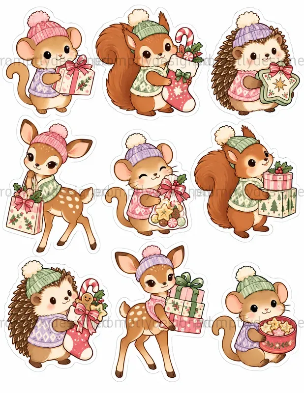 Cozy Christmas Animal Stickers