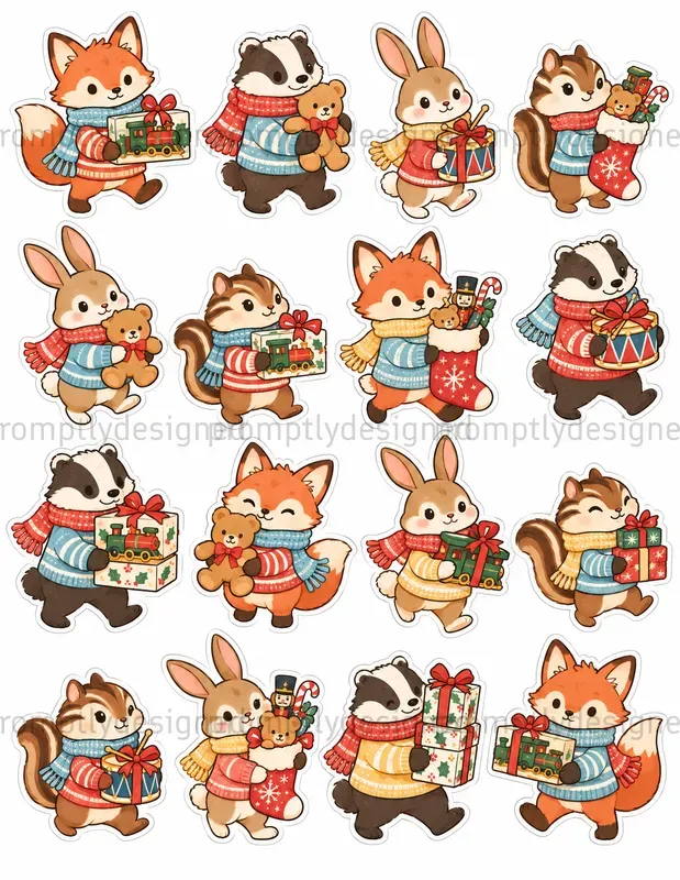 Cozy Christmas Animal Stickers