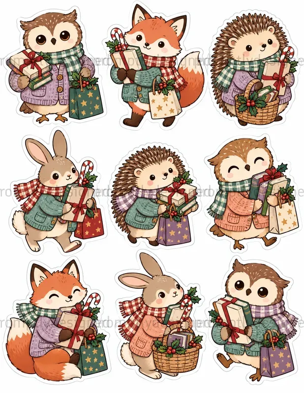 Cozy Christmas Animal Stickers