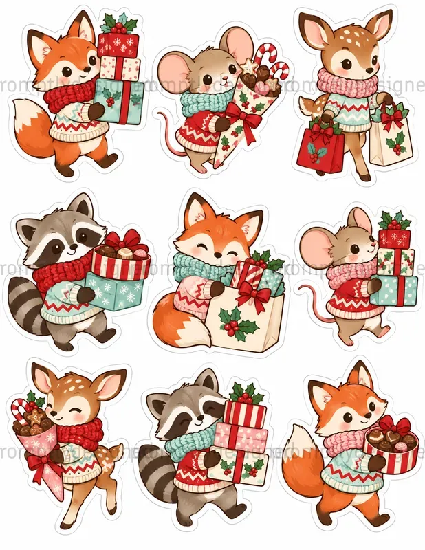 Cozy Christmas Animal Stickers