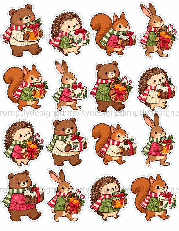 Cozy Christmas Animal Stickers
