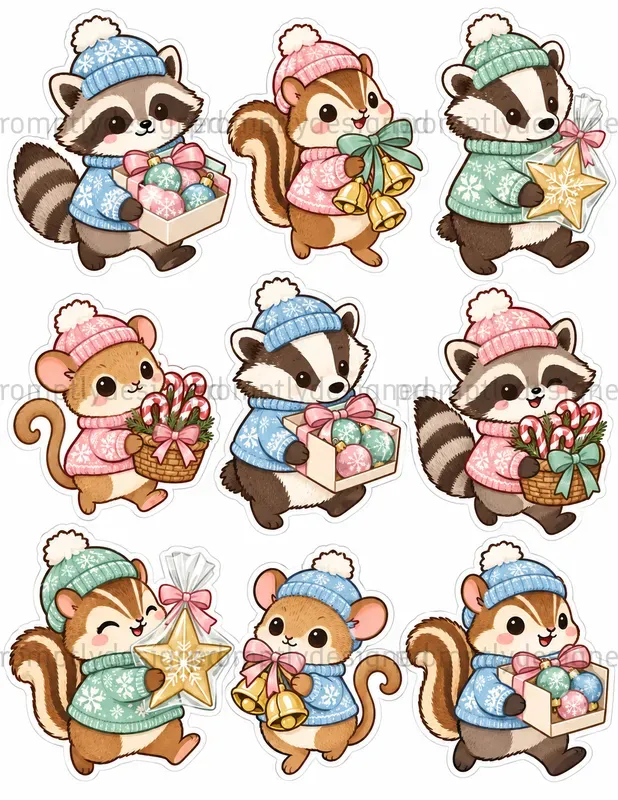 Cozy Christmas Animal Stickers