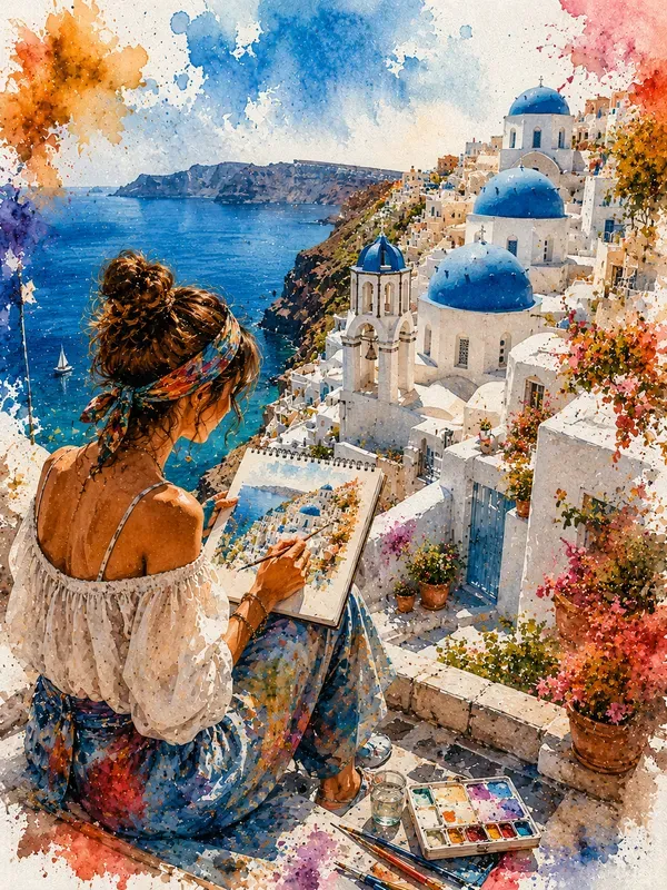 Vibrant Watercolor Travel Poster Generator