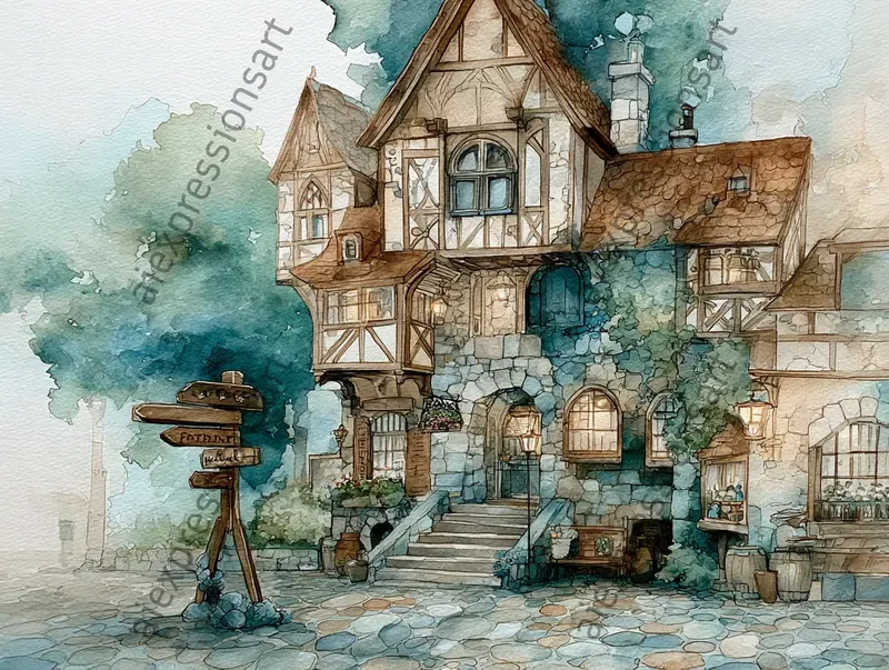 Vintage RPG Watercolor Locations