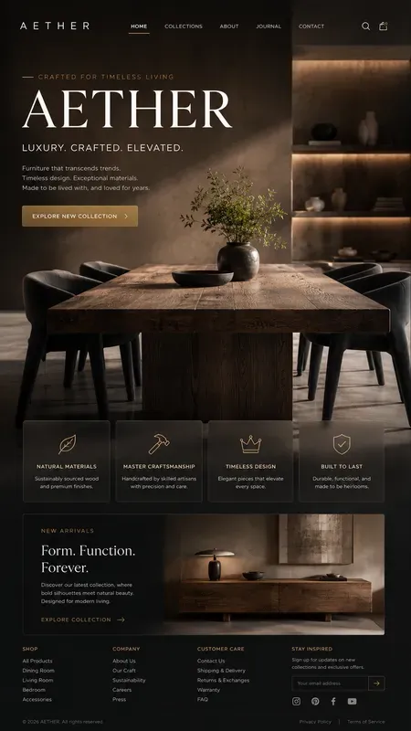 Modern Furniture Vertical Landing Pages