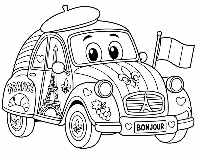 Cute Countrythemed Kids Car Colorings