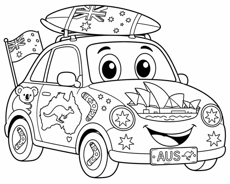 Cute Countrythemed Kids Car Colorings