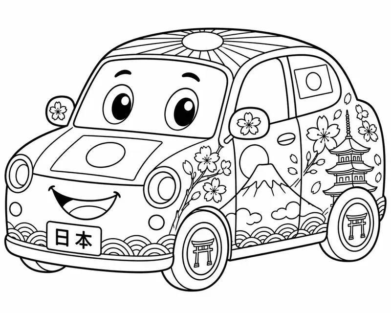 Cute Countrythemed Kids Car Colorings