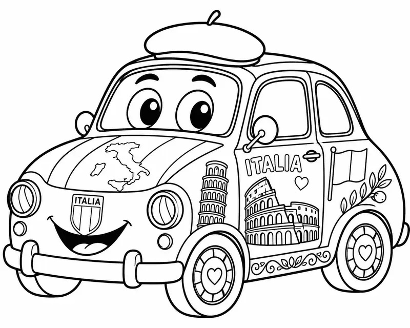 Cute Countrythemed Kids Car Colorings
