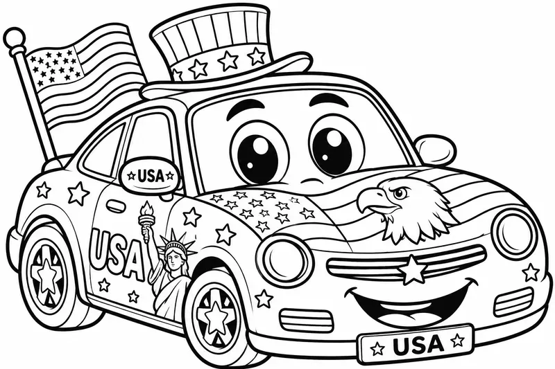 Cute Countrythemed Kids Car Colorings