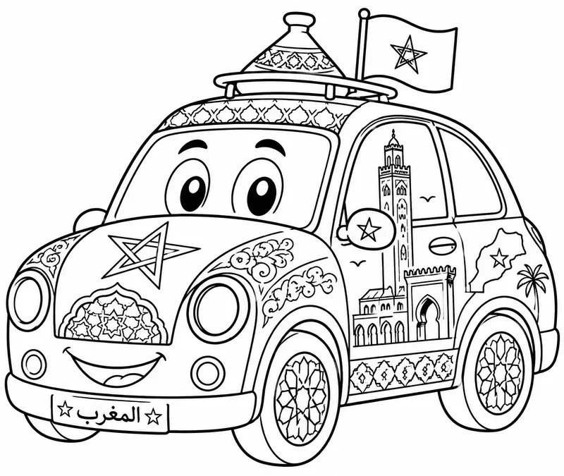 Cute Countrythemed Kids Car Colorings
