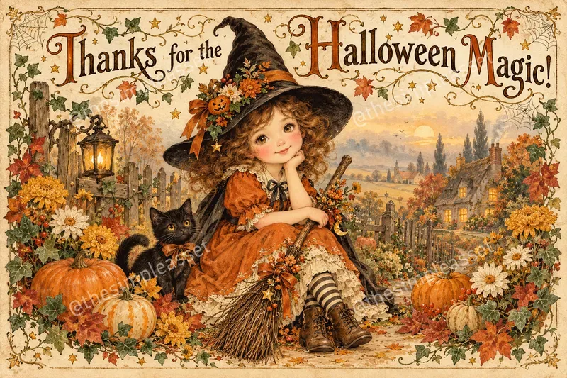 Vintage Halloween Thank You Cards