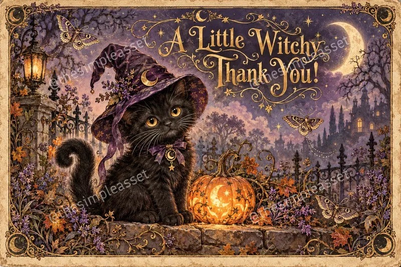 Vintage Halloween Thank You Cards
