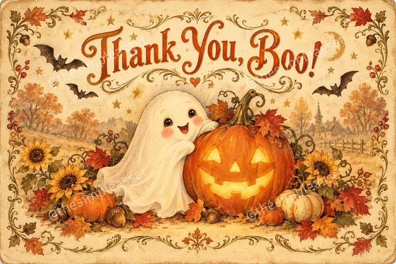 Vintage Halloween Thank You Cards