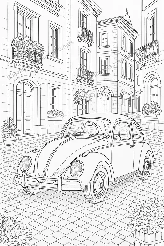 Vintage Cars Coloring Books For Teens