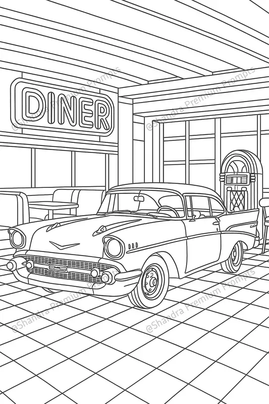 Vintage Cars Coloring Books For Teens