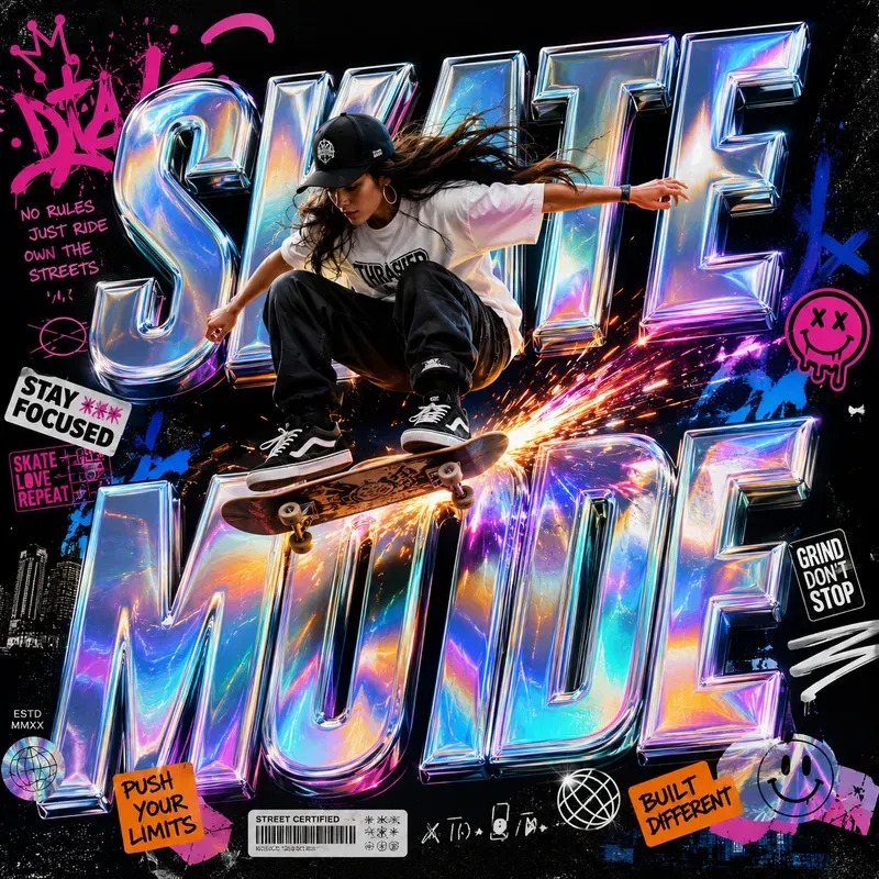 Holographic Streetwear Posters