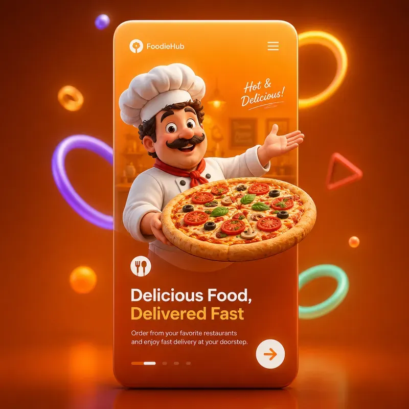 3D Character Mobile App UIs