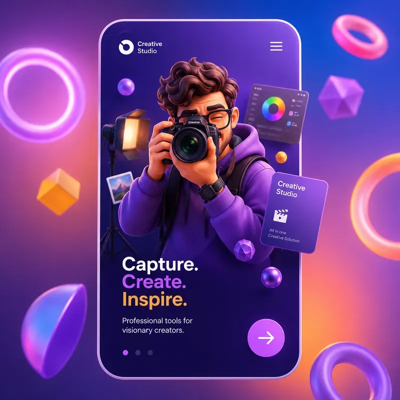 3D Character Mobile App UIs