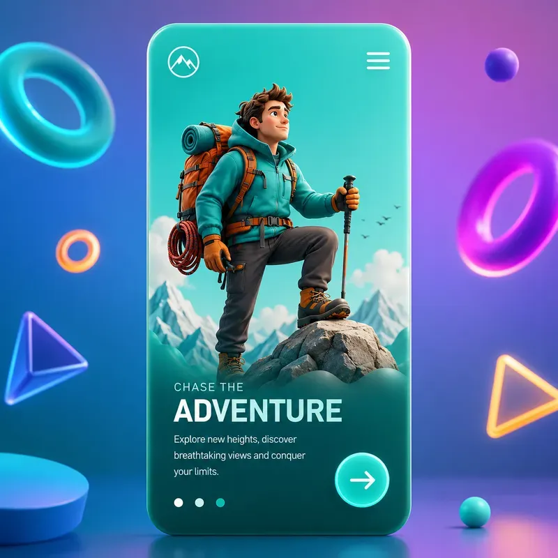 3D Character Mobile App UIs