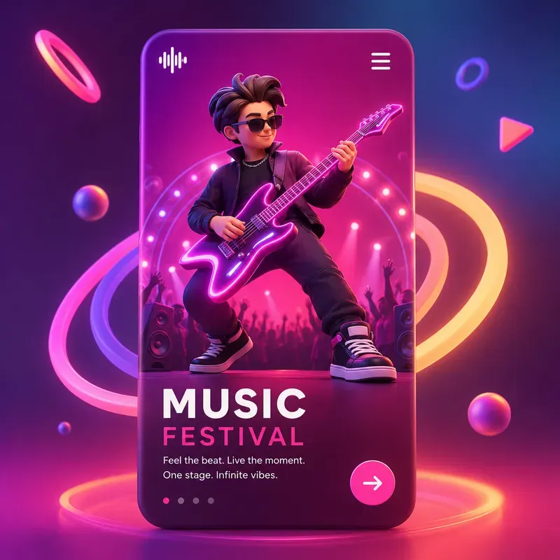3D Character Mobile App UIs
