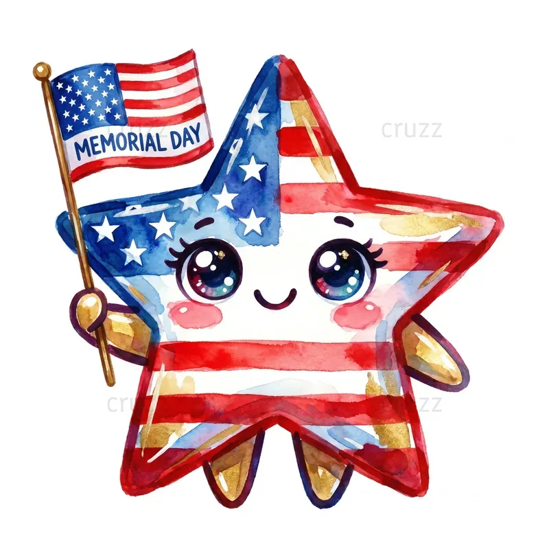 Cute Kawaii Memorial Day Clipart