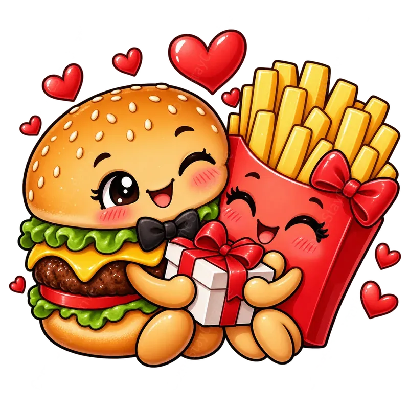Cute Valentine Food Couple Cliparts