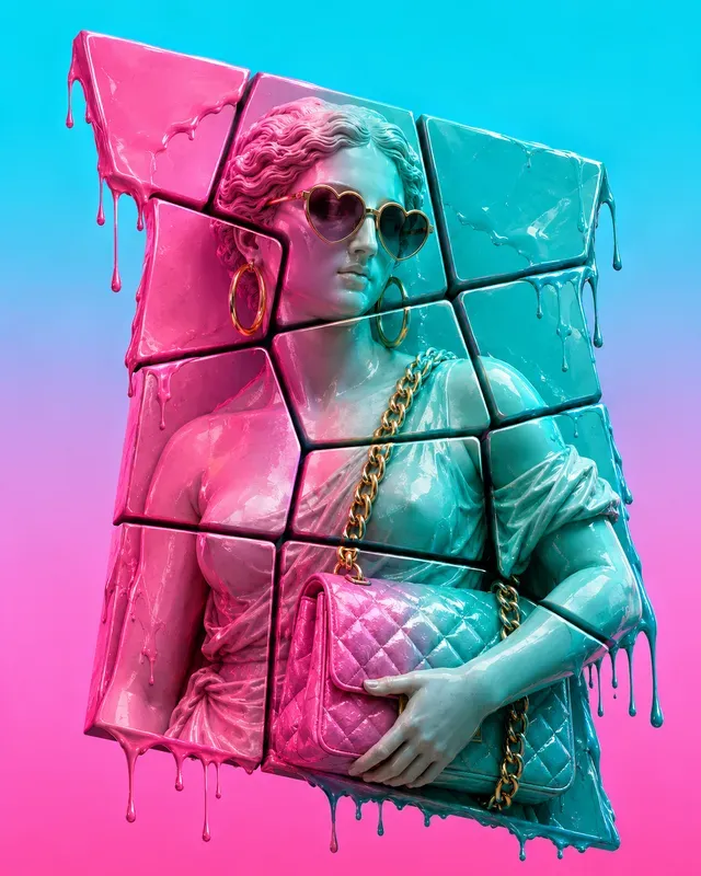 Vaporwave Fragmented Marble Statues