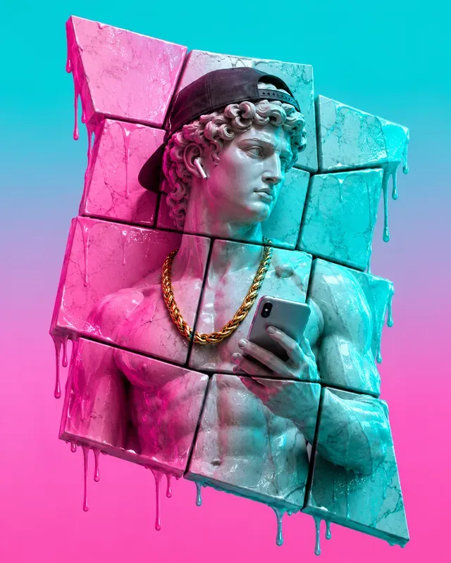 Vaporwave Fragmented Marble Statues