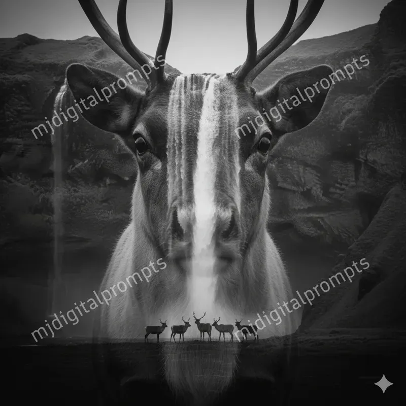 Double Exposure Animal Family Silhouettes