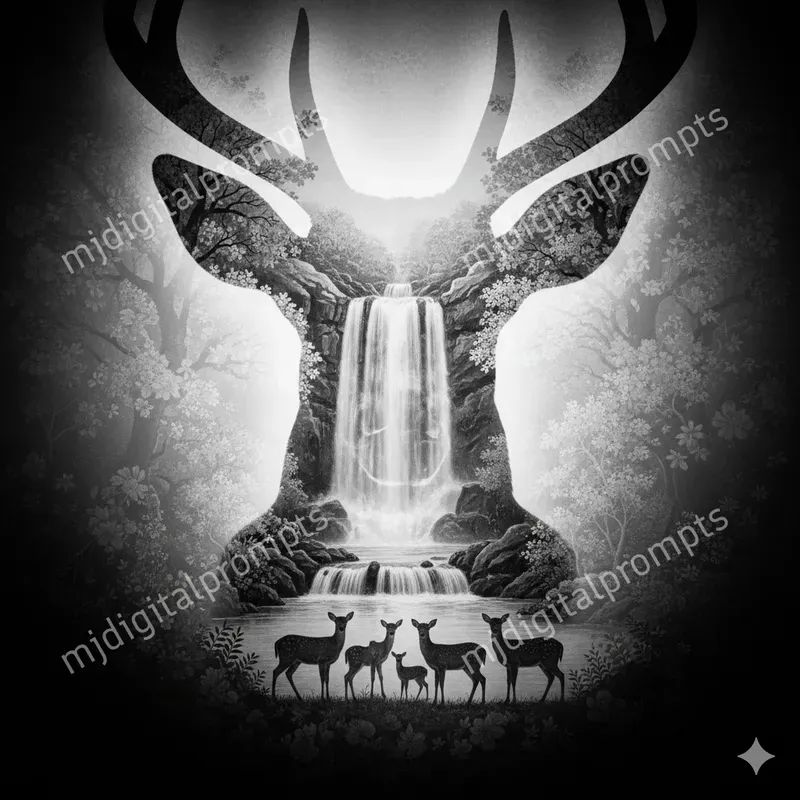 Double Exposure Animal Family Silhouettes