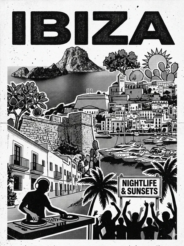 Highcontrast Halftone Travel Posters